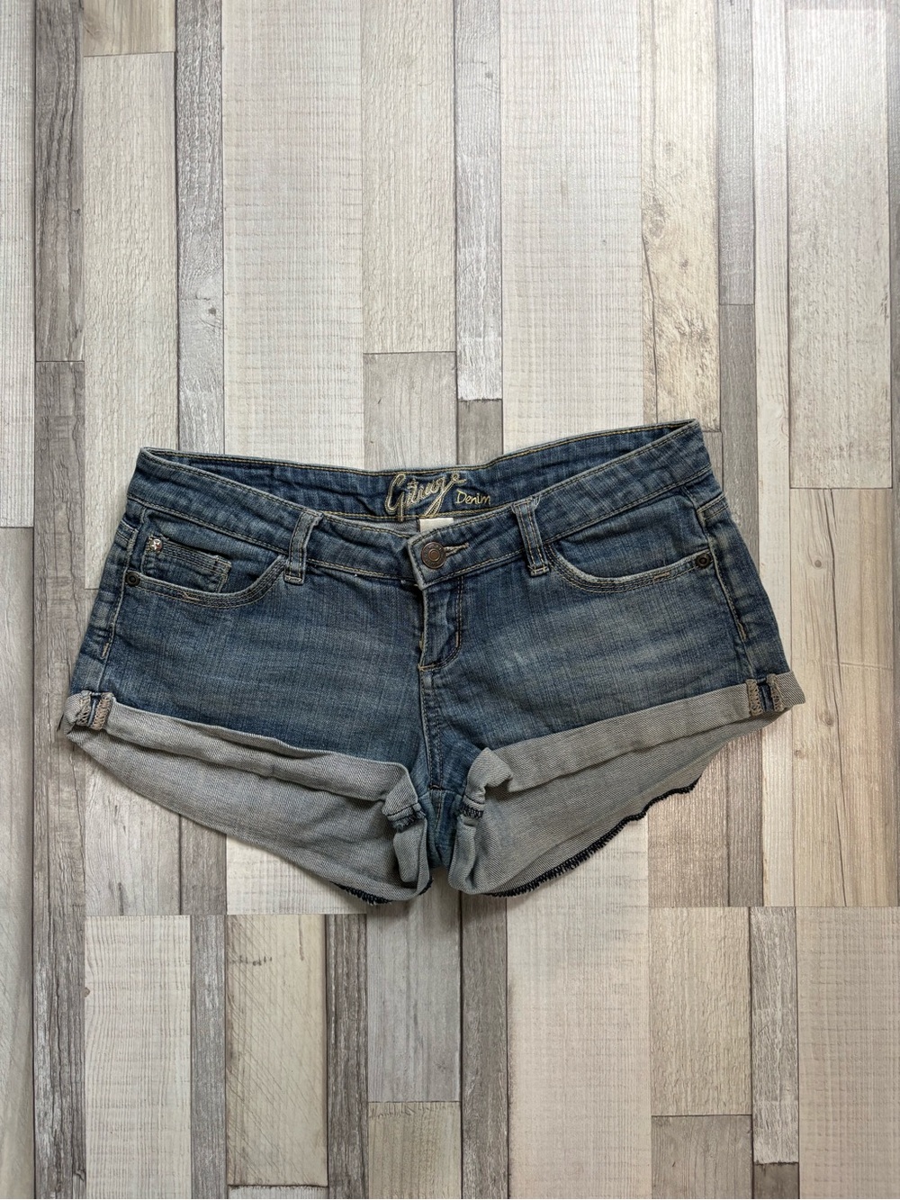 Garage Rolled Cuff Jean Shorts - Blue